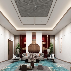 新中式接待室3D模型下载